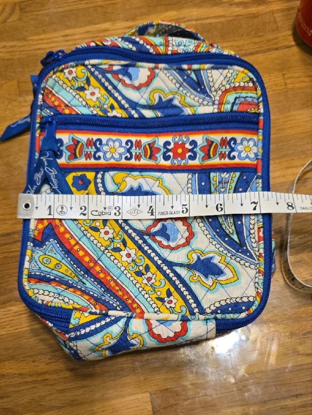 Vera Bradley Blue, Yellow & Red Paisley Quilted Cosmetic Case